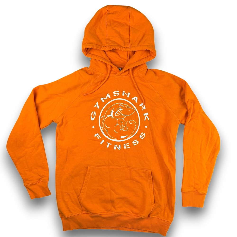 Gymshark Hoodie Mens L Orange Gymshark Fitness Graphic Print Raglan Pullover